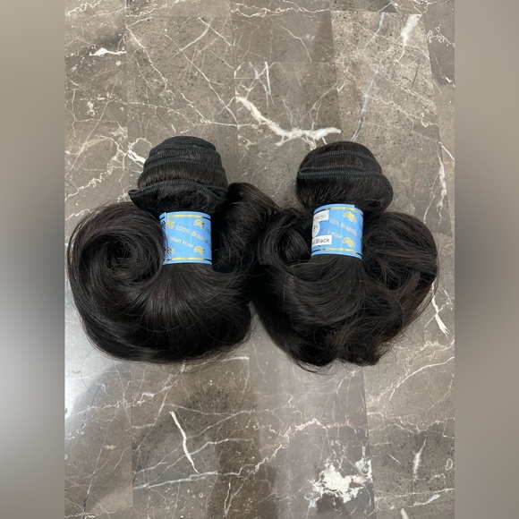 New! 8” Natural Black, Bouncy Wave Top Virgin Human Hair Bundles (Quantity 2) - Picture 1 of 6